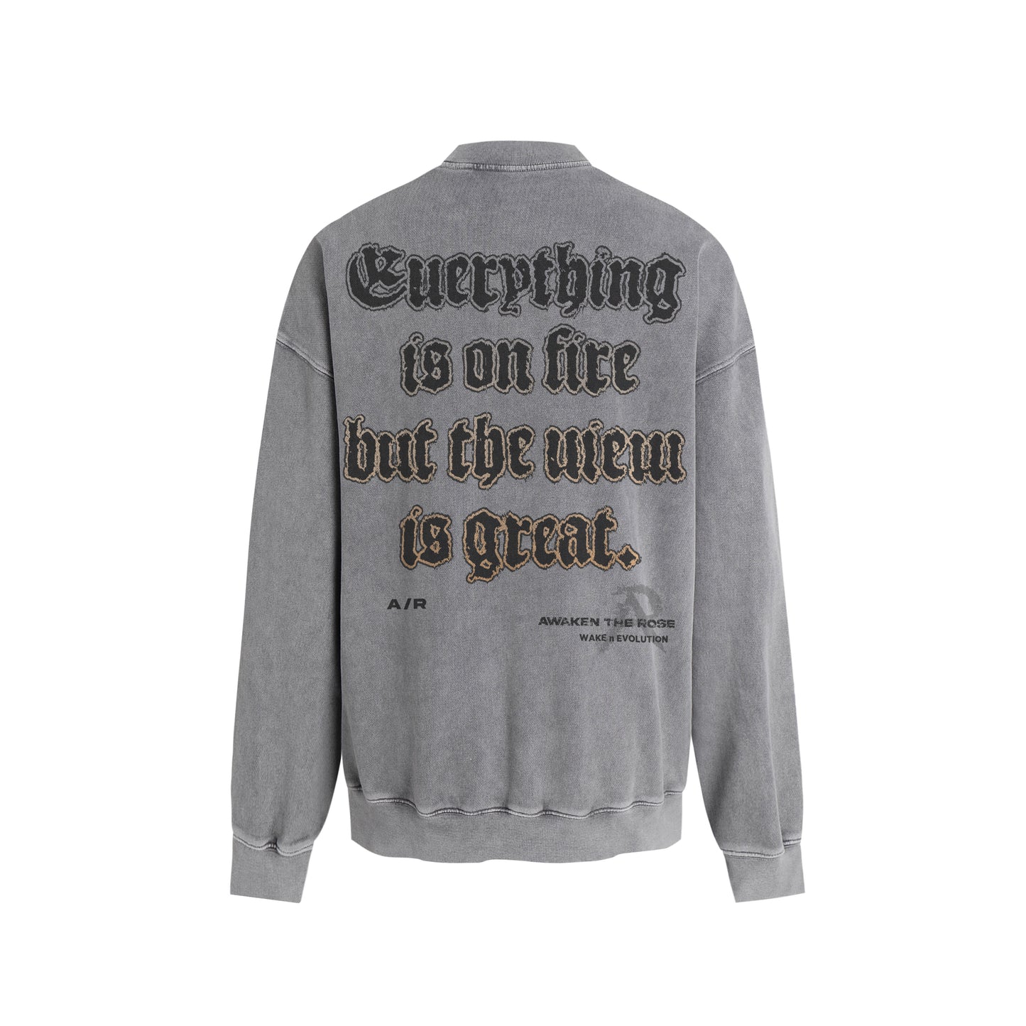 FLAMES - Washed Crew Neck Sweater