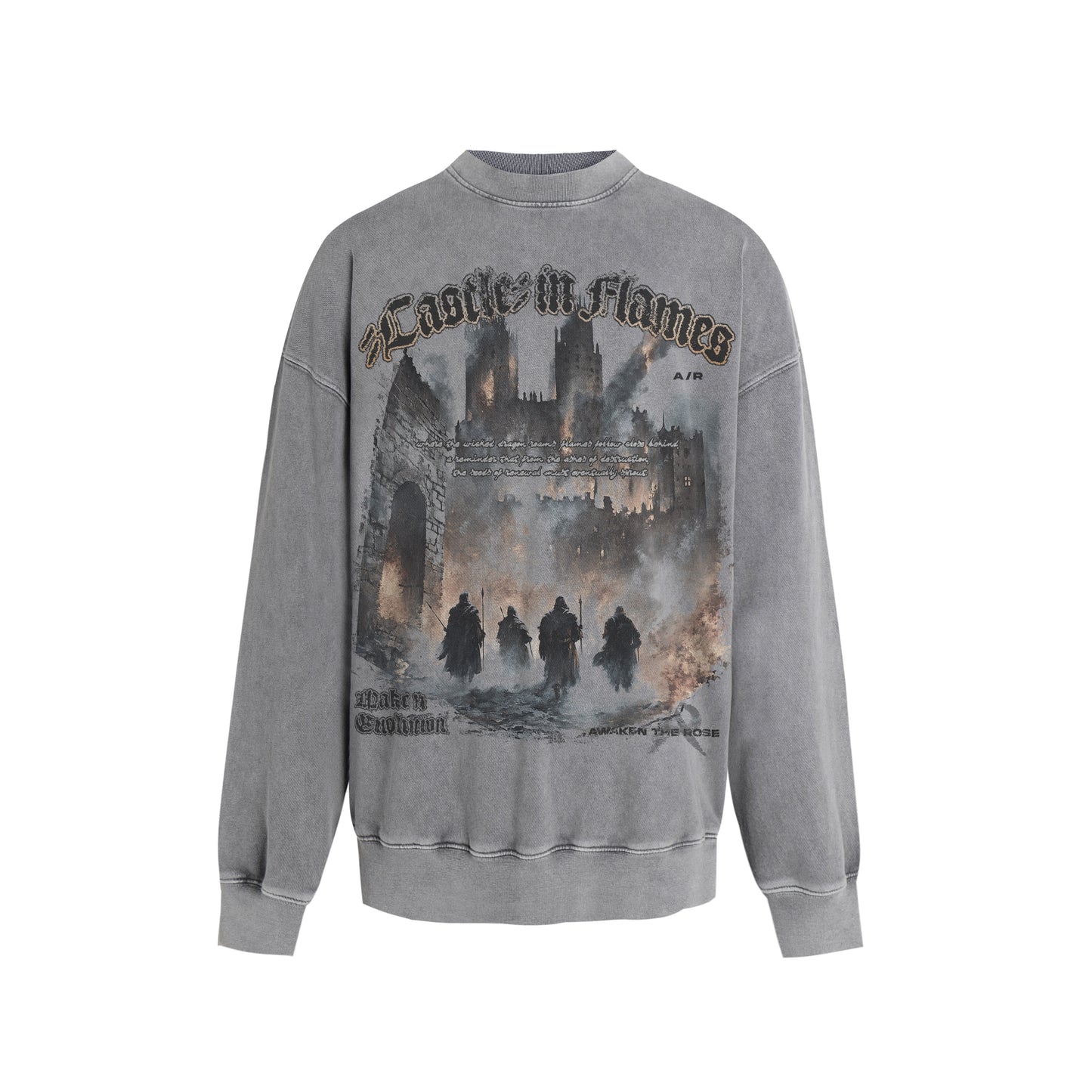 FLAMES - Washed Crew Neck Sweater